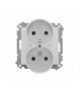 Gniazdo wtyczkowe podwójne z uziemieniem z przesłonami moduł 16 A, 250 V, szybkozłącza Aluminium mat Simon55 TGZ2MCZ.01/143