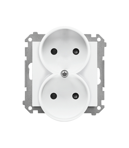 Gniazdo wtyczkowe podwójne bez uziemienia z przesłonami moduł 16 A, 250 V, szybkozłącza Biały mat Simon55 TG2MCZ.01/111