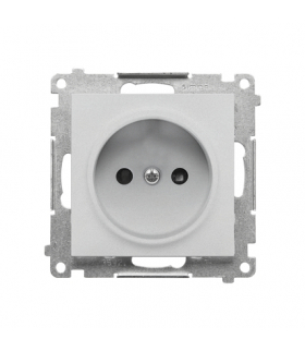 Gniazdko wtyczkowe bez uziemienia z przesłonami moduł 16 A, 250 V, szybkozłącza Aluminium mat Simon55 TG1CZ.01/143