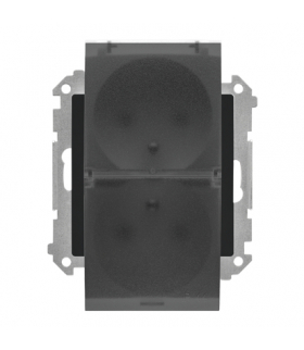 Gniazdo wtyczkowe podwójne hermetyczne, podtynkowe do wersji IP44 z uszczelką moduł 16 A, 250 V, szybkozłącza. Klapka transparentna Czarny mat Simon55 TGZ2BMCZ.01/149A