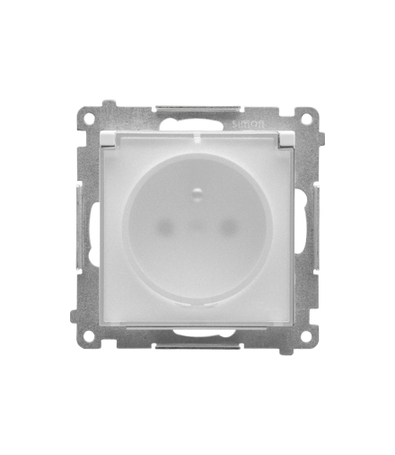 Gniazdo wtyczkowe do wersji IP44 bez uszczelki moduł 16 A, 250 V, szybkozłącza. Klapka transparentna Biały mat Simon55 TGZ1BCUZ.01/111A