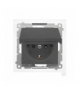 Gniazdo Schuko do wersji IP44 z przesłonami z uszczelką ramki moduł 16 A, 250 V, szybkozłącza. Klapka w kolorze pokrywy Grafitowy mat Simon55 TGSZ1BCZ.01/116