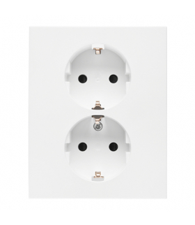 Gniazdo Schuko z przesłonami podwójne 16 A, 250 V, zaciski śrubowe Biały mat Simon55 TGSZ2PZFAR/111