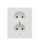 Gniazdo Schuko z przesłonami podwójne 16 A, 250 V, zaciski śrubowe Jasnoszary mat Simon55 TGSZ2PZFAR/114