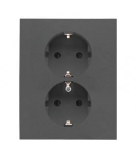 Gniazdo Schuko z przesłonami podwójne 16 A, 250 V, zaciski śrubowe Grafitowy mat Simon55 TGSZ2PZFAR/116