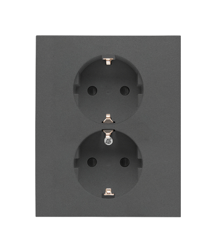 Gniazdo Schuko z przesłonami podwójne 16 A, 250 V, zaciski śrubowe Grafitowy mat Simon55 TGSZ2PZFAR/116