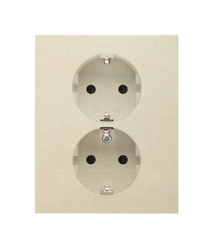 Gniazdo Schuko z przesłonami podwójne 16 A, 250 V, zaciski śrubowe Szampański mat Simon55 TGSZ2PZFAR/144