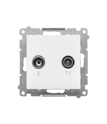 Gniazdo antenowe R-TV przelotowe 10 dB moduł. 1x Wejście 5"862 MHz Biały mat Simon55 TAP10.01/111
