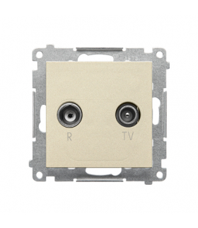 Gniazdo antenowe R-TV przelotowe 10 dB moduł. 1x Wejście 5"862 MHz Szampański mat Simon55 TAP10.01/144