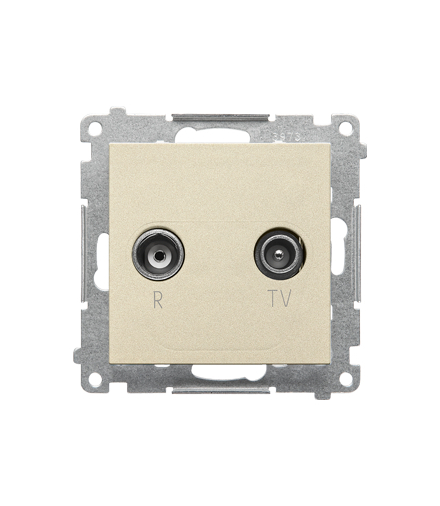 Gniazdo antenowe R-TV przelotowe 10 dB moduł. 1x Wejście 5"862 MHz Szampański mat Simon55 TAP10.01/144
