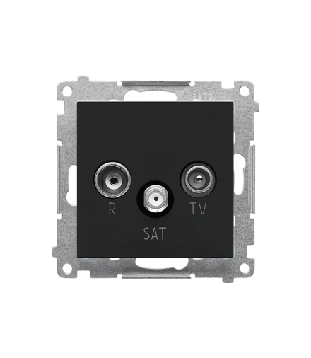 Gniazdo antenowe R-TV-SAT końcowezakończeniowe moduł. 1x Wejście 5 MHz"2,4 GHz Czarny mat Simon55 TASK.01/149