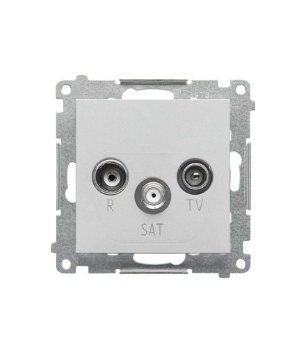 Gniazdo antenowe R-TV-SAT przelotowe 7 dB moduł. 1x Wejście 5 MHz"2,4 GHz Aluminium mat Simon55 TASP.01/143