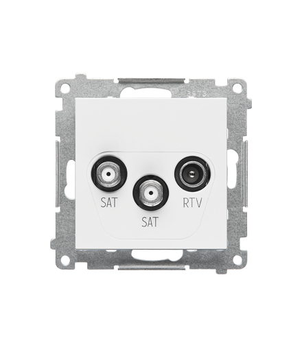 Gniazdo antenowe satelitarne podwójne SAT-SAT-RTV moduł. 2x Wejście 5 MHz"2,4 GHz Biały mat Simon55 TASK2.01/111