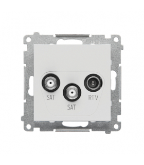 Gniazdo antenowe satelitarne podwójne SAT-SAT-RTV moduł. 2x Wejście 5 MHz"2,4 GHz Jasnoszary mat Simon55 TASK2.01/114