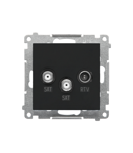 Gniazdo antenowe satelitarne podwójne SAT-SAT-RTV moduł. 2x Wejście 5 MHz"2,4 GHz Czarny mat Simon55 TASK2.01/149