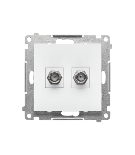 Gniazdo antenowe typu "F" podwójne moduł. Do instalacji indywidualnych. Biały mat Simon55 TASF2.01/111