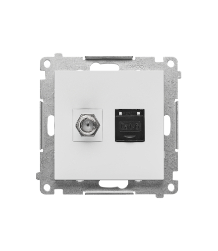 Gniazdo antenowe typu "F" + RJ45 kat.6 moduł Jasnoszary mat Simon55 TASFRJ45.01/114