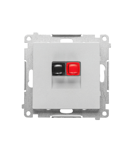 Gniazdo głośnikowe 1-krotne moduł. Przekrój przewodów dla wejścia i wyjścia 2,5 mm2 Aluminium mat Simon55 TGL1.01/143