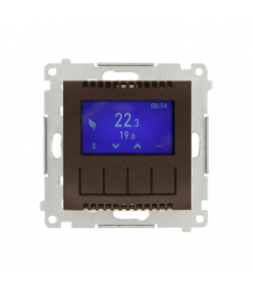 Regulator temperatury z wyświetlaczem (czujnik wewnętrzny lub sonda) brąz mat, metalizowany Simon54 DETD1A.01/46