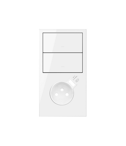 Panel 2-krotny pion: 2 klawisze + gniazdo z zintegrowaną ładowarką USB biały Simon100 10020233-130