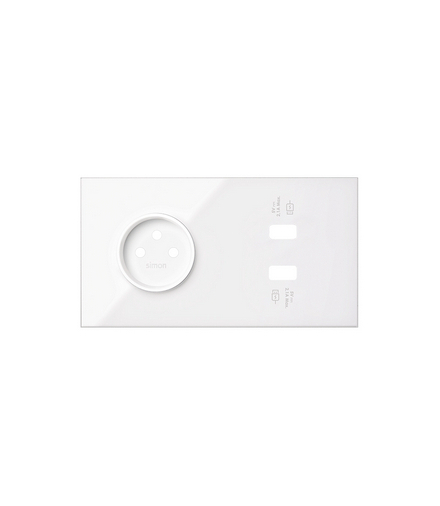 Panel 2-krotny: 1 gniazdo + 1 ładowarka 2 x USB biały Simon100 10020223-130