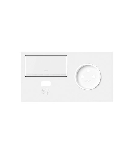 Panel 2-krotny: 1 gniazdo + 1 ściemniacz + 1 ładowarka USB (prawa strona) biały mat Simon100 10020227-230