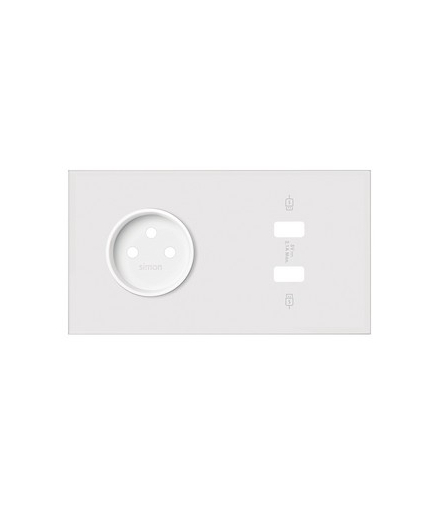 Panel 2-krotny: 1 gniazdo + 2x1 ładowarka USB SmartCharge 2x 2,1 A biały mat Simon100 10020228-230