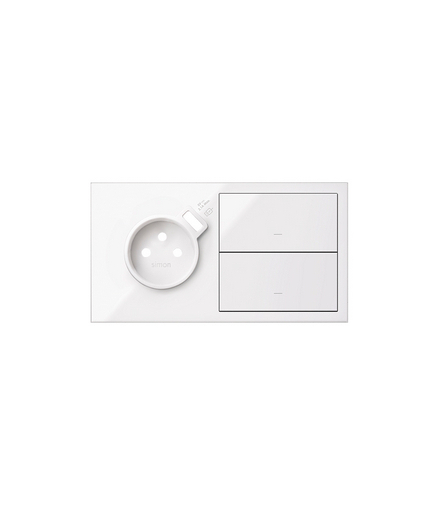 Panel 2-krotny: 1 gniazdo z 1 zintegrowana ładowarka USB SmartCharge 2,1 A + 2 klawisze biały Simon100 10020230-130