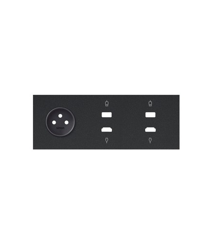 Panel 3-krotny: 1 gniazdo + 1 HDMI + 1 USB + 1 HDMI + 1 USB czarny mat Simon100 10020318-238