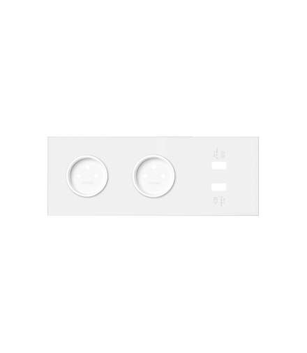 Panel 3-krotny: 2 gniazda + 2x1 ładowarka USB biały mat Simon100 10020321-230