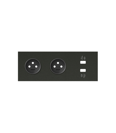 Panel 3-krotny: 2 gniazda + 2x1 ładowarka USB czarny mat Simon100 10020321-238