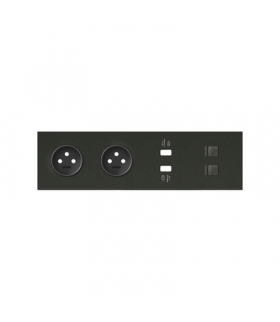 Panel 4-krotny: 2 gniazda + 2x1 ładowarka USB + 2xRJ45 czarny mat Simon100 10020407-238