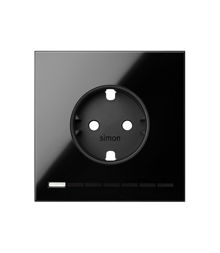 Panel 1-krotny: iO, gniazdo z uziemieniem schuko czarny 16A Simon100 10021108-138