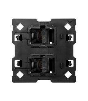 Adapter na 2 złącza RJ45, kompatybilny z formatem Keystone i Systimax (mechanizm, bez ramki montażowej) Simon100 10000002-039