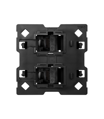 Adapter na 2 złącza RJ45, kompatybilny z formatem Keystone i Systimax (mechanizm, bez ramki montażowej) Simon100 10000002-039