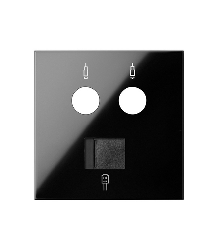 Pokrywa gniazda antenowego R/TV-SAT + komputerowe RJ45 kat.6 czarny Simon100 10000072-138