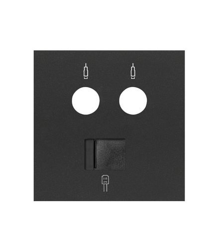 Pokrywa gniazda antenowego R/TV-SAT + komputerowe RJ45 kat.6 czarny mat Simon100 10000072-238