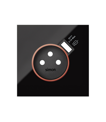 Pokrywa do gniazda Schuko z zintegrowaną ładowarką 1xUSB czarny Simon100 10000137-138