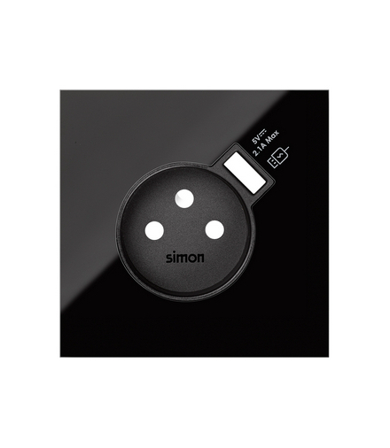 Pokrywa do gniazda z zintegrowaną ładowarką 1xUSB czarny Simon100 10000168-138