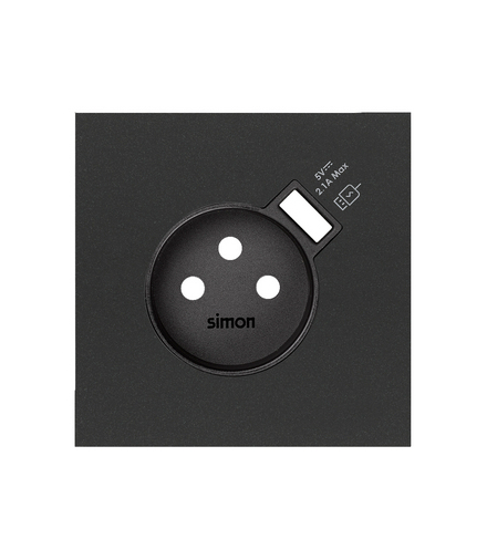 Pokrywa do gniazda z zintegrowaną ładowarką 1xUSB czarny mat Simon100 10000168-238