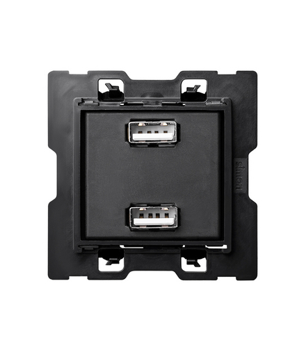 Ładowarka USB podwójna Σ2,1A, 5V D/C (mechanizm, bez ramki montażowej) Simon100 100-230V, Simon100 10000381-039
