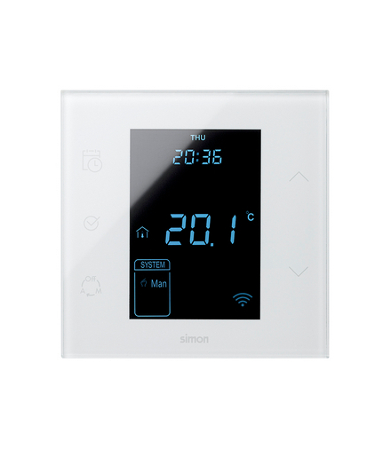 Termostat iO z czujnikiem wewnętrzym wersja kompletna - monoblock do puszki 1-krotnej 127V÷230V 10A biały Simon100 10000810-130