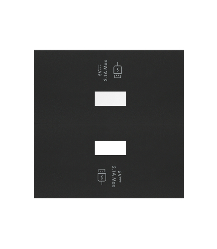 Pokrywa ładowarki USB, 2x ref.10000380-039 czarny mat Simon100 10001196-238
