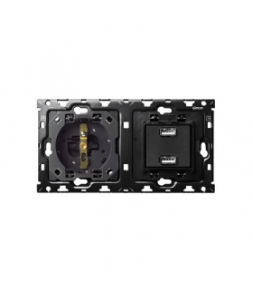 Zestaw 2-krotny: 1 gniazdo + 1 ładowarka podwójna USB Σ 2,1 A 16A Simon100 10010223-039