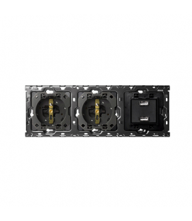 Zestaw 3-krotny: 2 gniazda + 1 ładowarka 2xUSB 2,1 A 16A Simon100 10010321-039