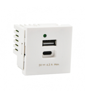 Ładowarka USB K45 USB 2.0 - A + C 5V Rodzaj napięcia:DC 45×45mm czysta biel K126G/9