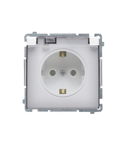Gniazdo wtyczkowe Schuko do wersji IP44 z przesłonami (moduł) 16A, 250V,zaciski śrubowe biały klapka transparentna BMGSZ1BZ.01/1