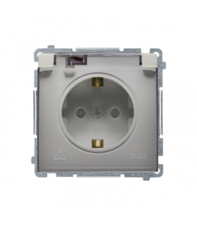 Gniazdo wtyczkowe Schuko do wersji IP44 (moduł) 16A, 250V,zaciski śrubowe satynowy Klapka transparentna BMGSZ1B.01/29A