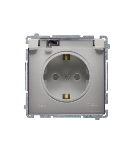 Gniazdo wtyczkowe Schuko do wersji IP44 (moduł) 16A, 250V,zaciski śrubowe satynowy Klapka transparentna BMGSZ1B.01/29A