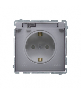 Gniazdo wtyczkowe Schuko do wersji IP44 (moduł) 16A, 250V,zaciski śrubowe srebrny Klapka transparentna BMGSZ1B.01/43A